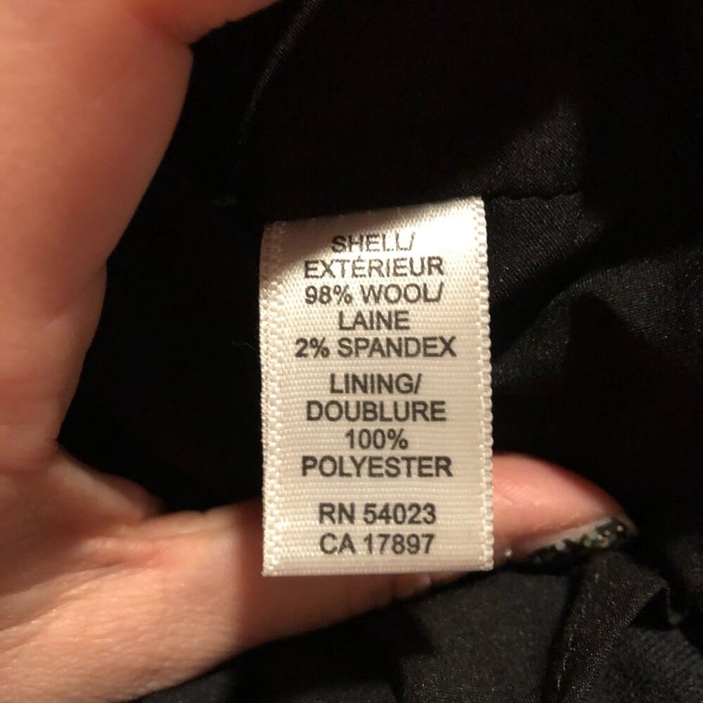 BANANA REPUBLIC Black Gray Pinstripe Stretch Wool Ruffle Hem Skirt Size 4 - Picture 4 of 5